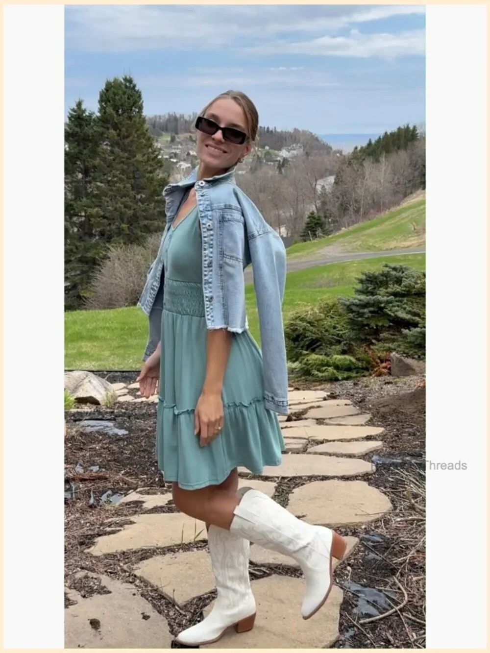 Sleeveless Button Down Tiered Smocked Elastic Waist Dress with Pockets - Picture 6 of 7